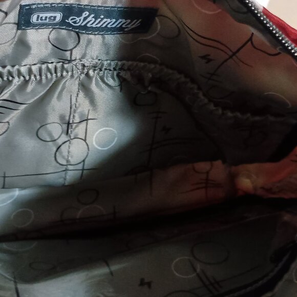 Lug Shimmy Crossbody Shoulder Bag Purse Red White Polka Dots Multiple Pockets - Picture 10 of 16